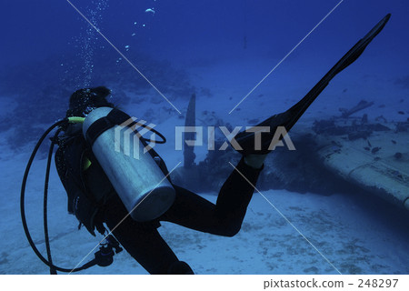 underwater photograph, in the sea, diver 248297