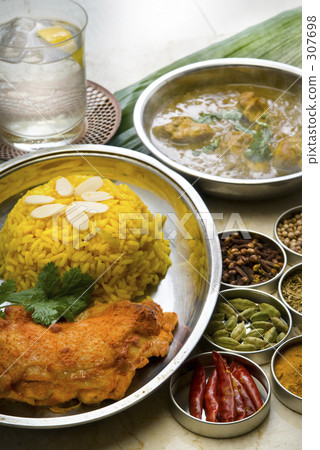 saffron rice, tandoori chicken, asian food 307698