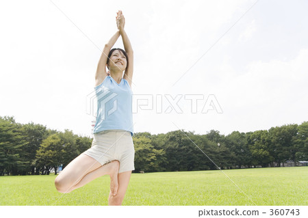 Young female, yoga, tree pose 360743