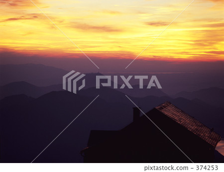 mountain, sunset, orange 374253