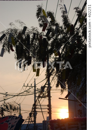 Sunset and Tanabata decoration Sunset and Tanabata decoration 402251
