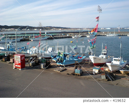 fishing port, fishing boat, banner 419632
