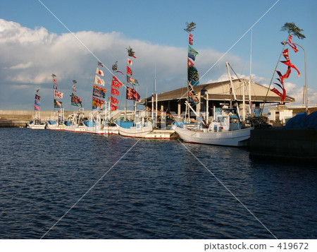 fishing port, fishing boat, banner 419672