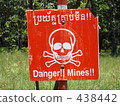 Cambodia landmine attention sign 438442