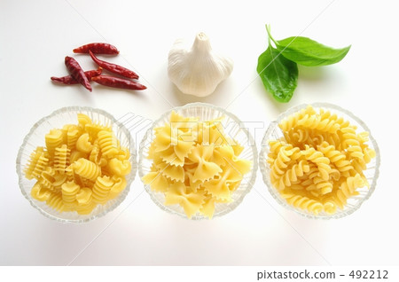 Three kinds of pasta and flavored vegetables Three kinds of pasta and flavored vegetables 492212
