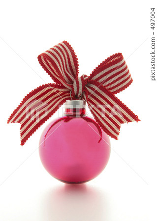 聖誕節裝飾品玻璃球紅色絲帶 497004