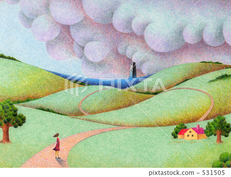 The blue sea beyond the hill 531505