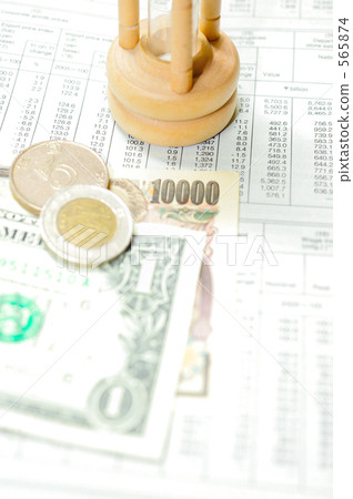 Timing is important (dollar bill, bill, coin, hourglass and English newspaper) 565874