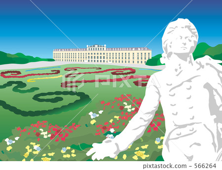 Statue of Austria Mozart and Schönbrunn Palace 566264