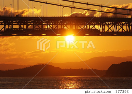 great seto bridge, seto ohashi line, sunrise 577398