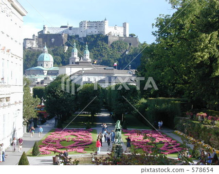 Overlooking the Old Town of Salzburg over Mirabell Gardens Overlooking the Old Town of Salzburg over Mirabell Gardens 578654