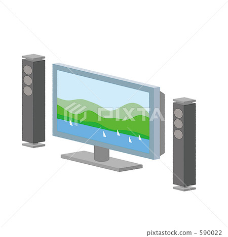 家電流行配件視頻液晶電視生活AV設備客廳雜項商品電視大屏幕可愛插圖電氣設備生活材料銷售圖像圖像背景壁紙插圖 590022