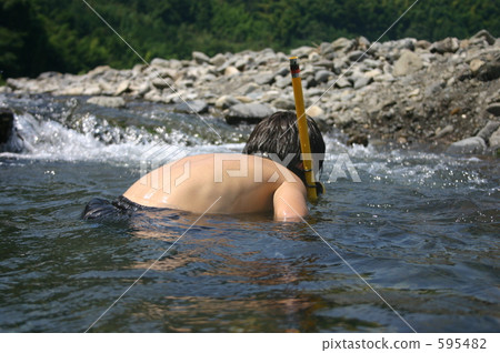 到河畔遠足 在河中嬉戲 潛水 595482