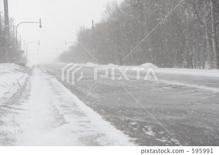 snowy road, snowstorm, road 595991