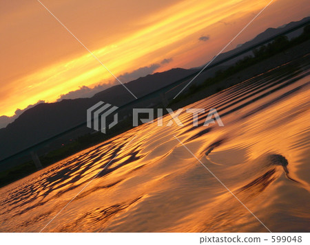 Shimanto River shining golden color Shimanto River shining golden color 599048