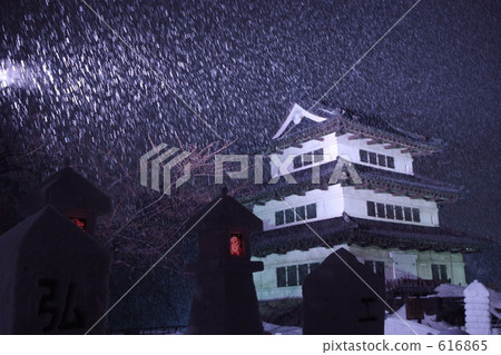 積雪 降雪 弘前城 616865