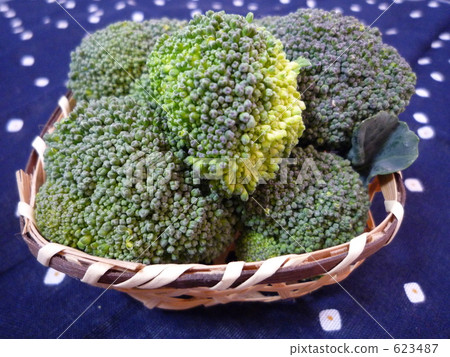 blue background, broccoli, basket 623487