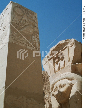 Egypt Luxor Hatshepsut Queen Funeral Hall Hathor pillar Egypt Luxor Hatshepsut Queen Funeral Hall Hathor pillar 647470