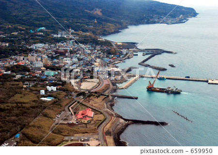 伊豆大島元町的全景 659950