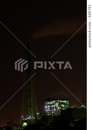 工廠 煙囪 夜晚時光 686781