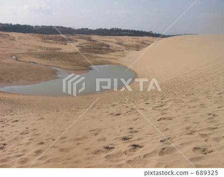 鳥取沙丘與池塘的腳印！ 689325