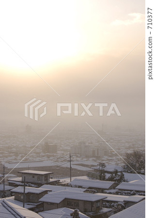 snow scene, townscape, nagano 710377