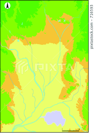 京都盆地地形圖 插圖素材 圖庫