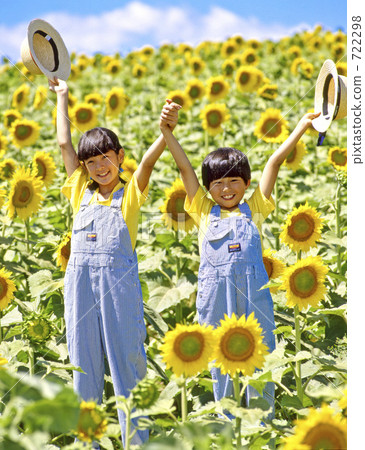 Two people in a sunflower field Two people in a sunflower field 722298