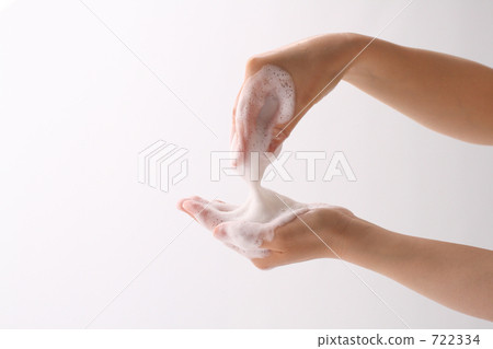 Facial expression of bubbles and female hand Cleansing · Skin care 722334