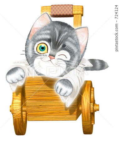 Cat and baby carriage 724124