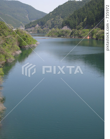 一個鎮靜新鮮的綠色水壩湖 735972