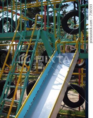 slide, playground slide, tire 736593