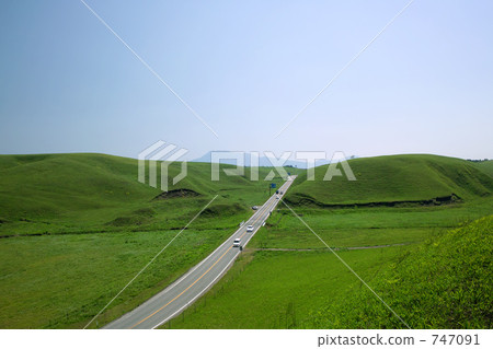 Plateau highway near Mt. Aso Temple (Milk Road) Plateau highway near Mt. Aso Temple (Milk Road) 747091