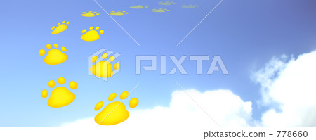 Yellow footsteps of cats moving away from the blue sky Widescreen 778660