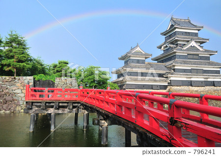 Matsumoto castle and rainbow 796241
