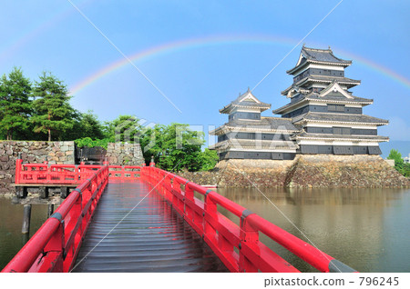 Matsumoto castle and rainbow 796245