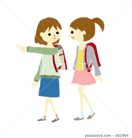 Elementary school girls going to school 802964