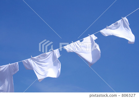 White laundry T-shirt dried in blue sky 806327