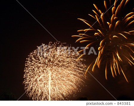 煙花東京灣燃燒的火節 843381