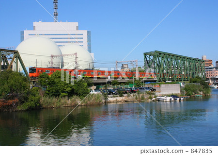 Osaka Circular Line 201 series crossing the no no river 847835