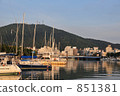 Tokushima city early morning sailing harbor and Mount Boyama 851381
