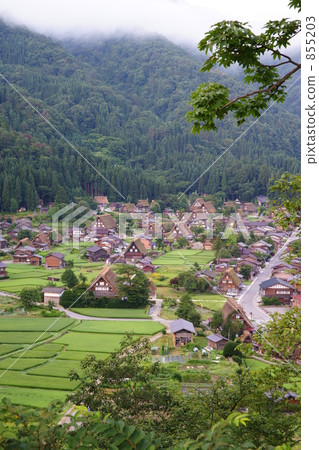 白川鄉 山脈 田園 855203