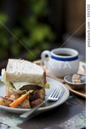 hamburger and coffee hamburger and coffee 884308