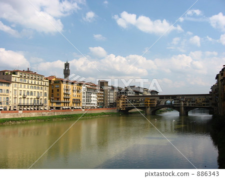 townscape, arno river, ponte vecchio 886343
