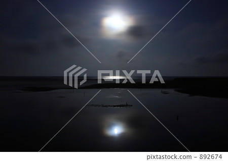 Moonlight reflected on the sea surface Moonlight reflected on the sea surface 892674