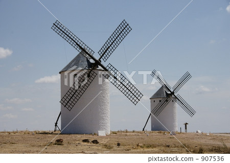 la mancha region, group of wind turbines, spain 907536