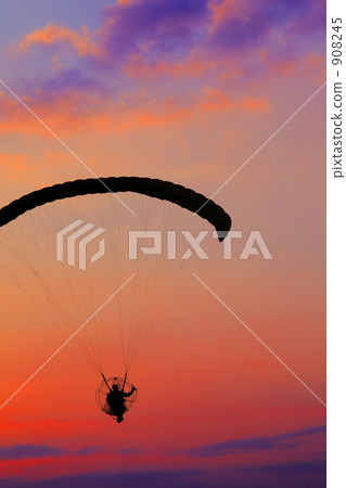 sunset, paraglider, motor paraglider 908245