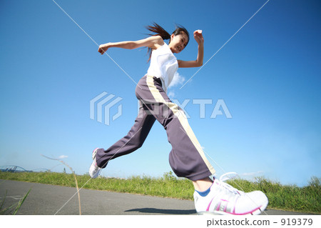 long hair, Young female, jogging 919379