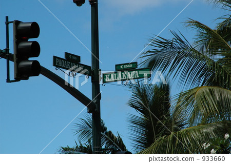 檀香山Karakaua街的交叉點在夏天 933660