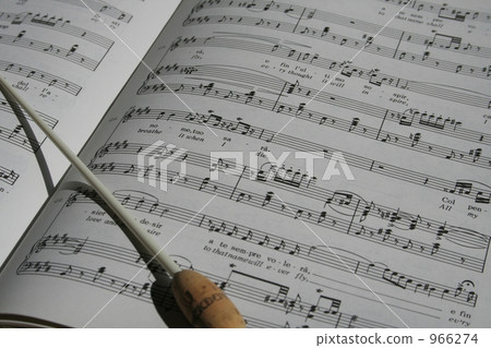 Stock Photo: conductor\'s baton, music score, score